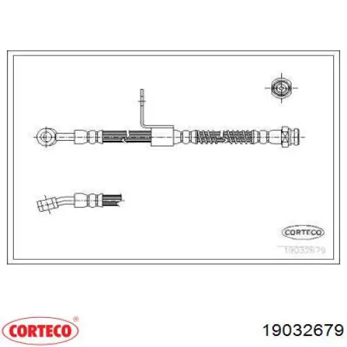 Шланг тормозной передний правый 19032679 Corteco