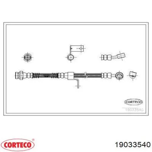 Шланг тормозной передний правый 19033540 Corteco