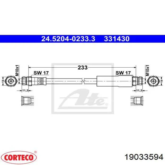 Тормозной шланг задний Corteco 19033594 цена, от 7.30 USD