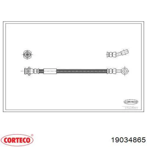 Шланг тормозной передний правый 19034865 Corteco