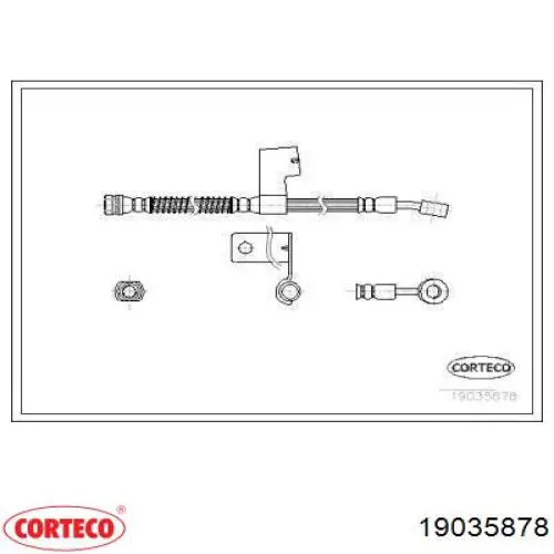 Шланг тормозной передний левый 19035878 Corteco