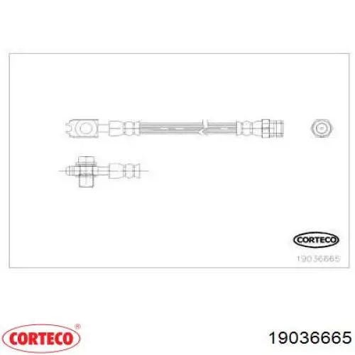 Шланг тормозной задний правый 19036665 Corteco