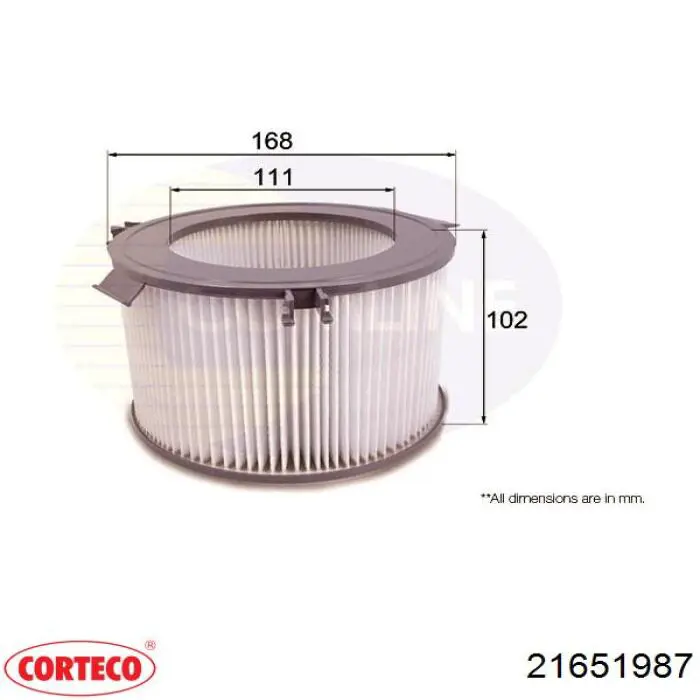 21651987 Corteco Внутрисалонный фильтр