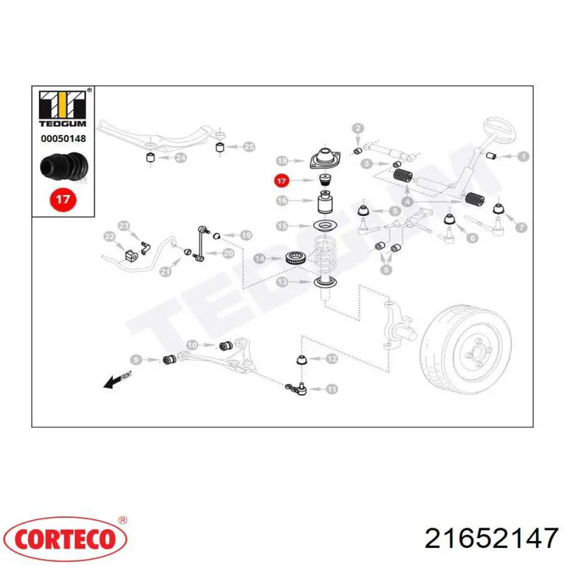 Буфер (отбойник) амортизатора переднего 21652147 Corteco