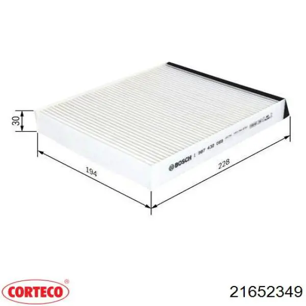 Купить 21652349 Corteco Фильтр салона угольный