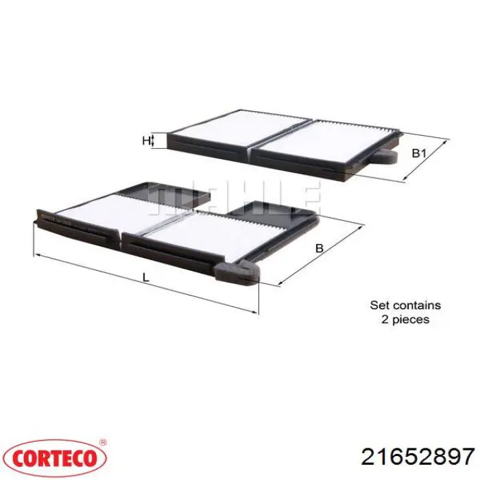 Купить 21652897 Corteco Фильтр салона угольный