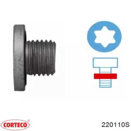 220110S Corteco Пробка поддона двигателя