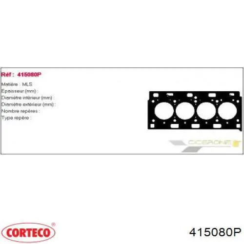 Прокладка головки блока цилиндров (ГБЦ) CORTECO 415080P