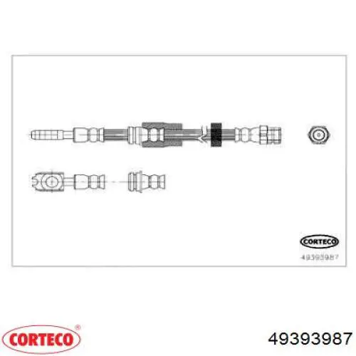 49393987 Corteco Гибкая тормозная трубка передняя