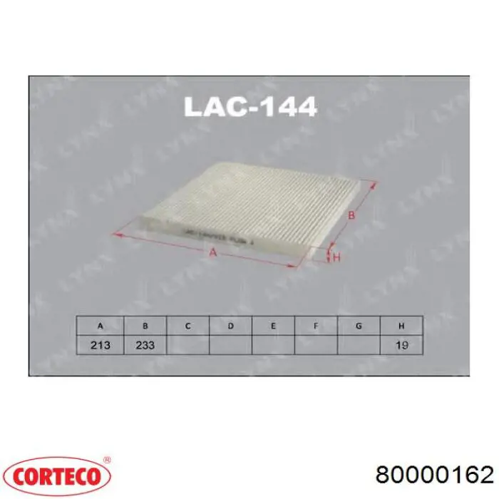 Фильтр салона 80000162 Corteco