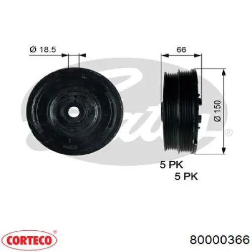 Шкив коленвала 80000366 Corteco
