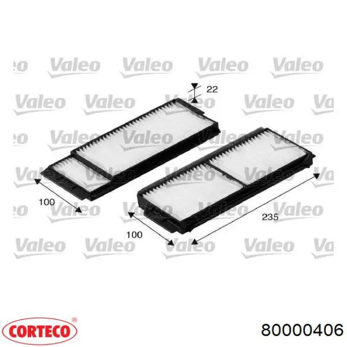 80000406 Corteco Внутрисалонный фильтр