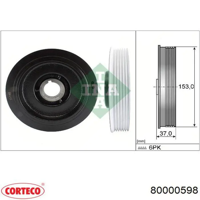 Шкив коленвала 80000598 Corteco