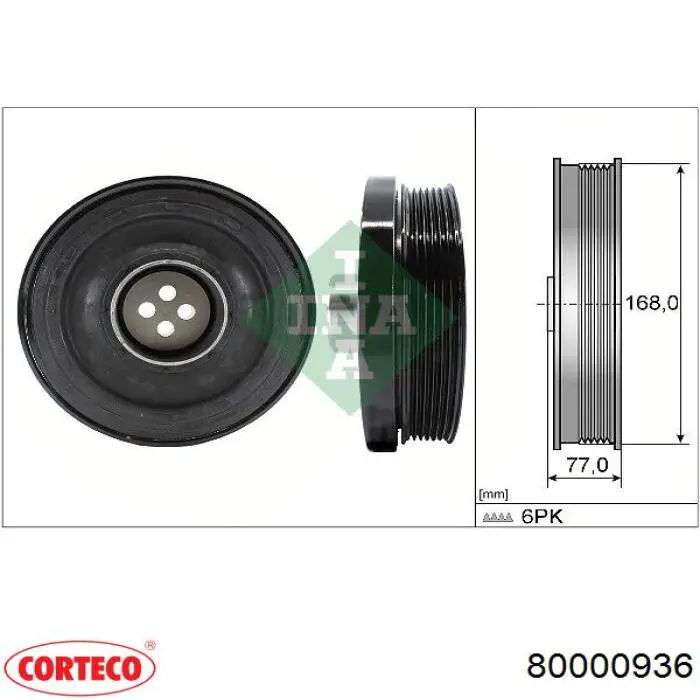 Шкив коленвала 80000936 Corteco