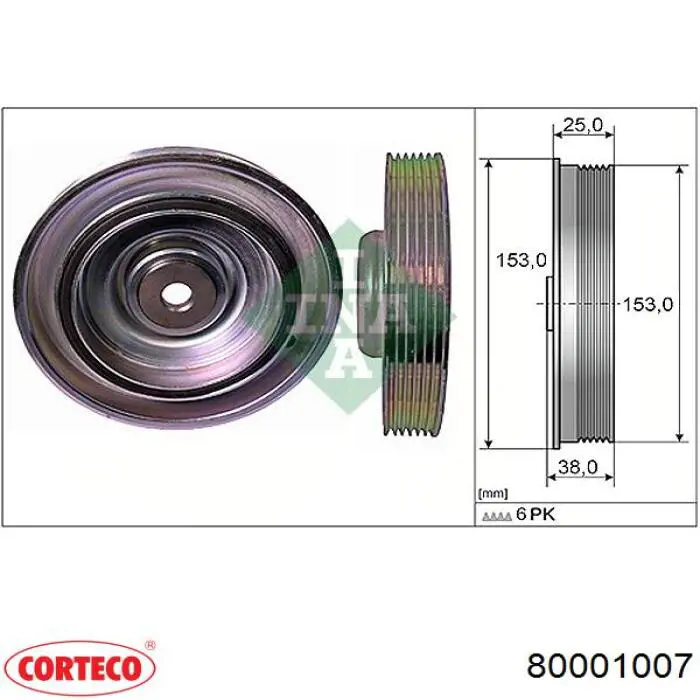 Шкив коленвала 80001007 Corteco