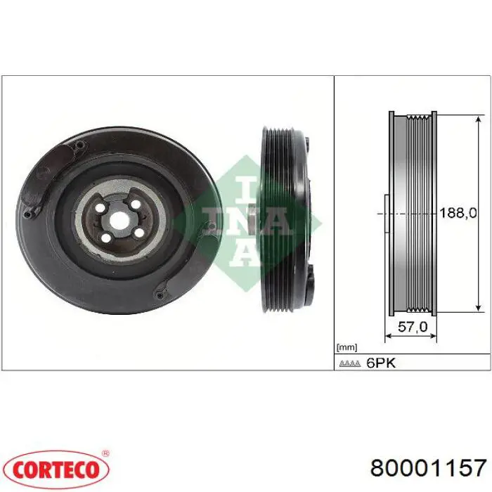 80001157 Corteco Шкив коленчатого вала