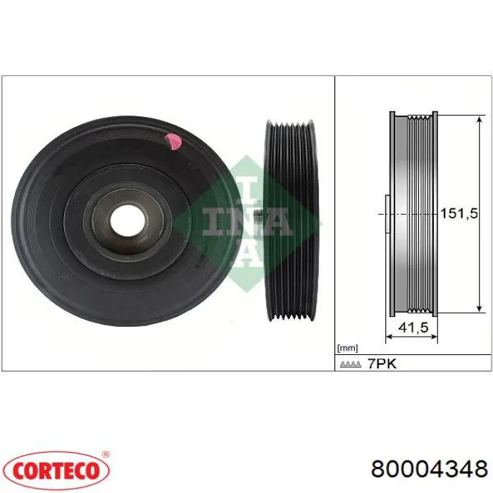 Демпфер коленвала Corteco 80004348