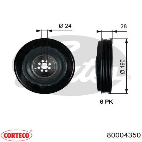 80004350 Corteco Шкив коленчатого вала