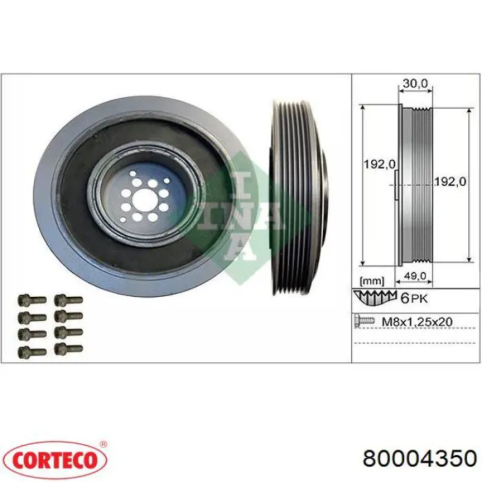 Демпфер коленвала Corteco 80004350
