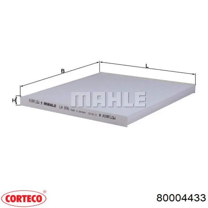 Фильтр салона 80004433 Corteco