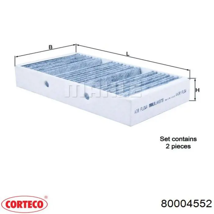 Купить 80004552 Corteco Фильтр салона угольный