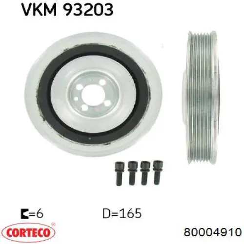 Шкив коленвала 80004910 Corteco