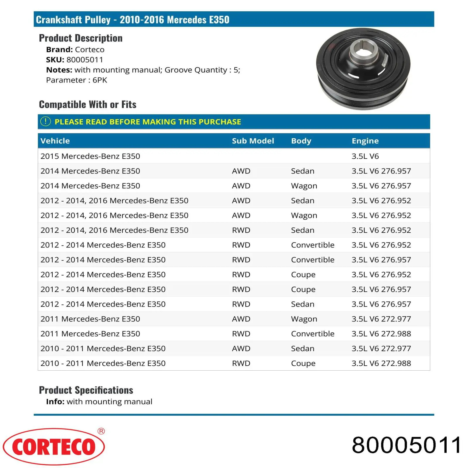 Шкив коленвала (демпфер) BGA DP5600 цена, от 193.07 USD