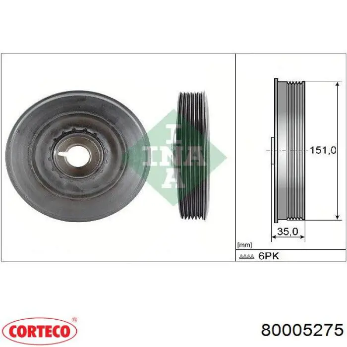 Шкив коленвала 80005275 Corteco