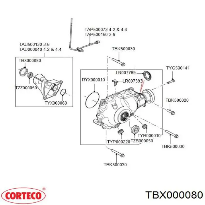 TBX000080 Corteco Сальник редуктора переднего моста