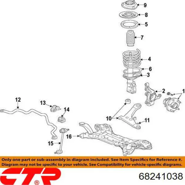 Стойка переднего стабилизатора 68241038 CTR