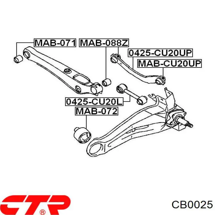 Сайлентблок заднего поперечного рычага наружный CB0025 CTR