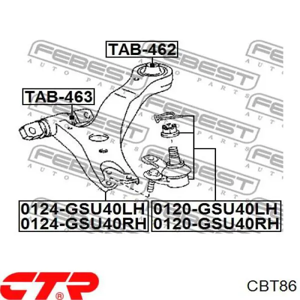 Купить CBT86 CTR Шаровая опора, нижняя, левая