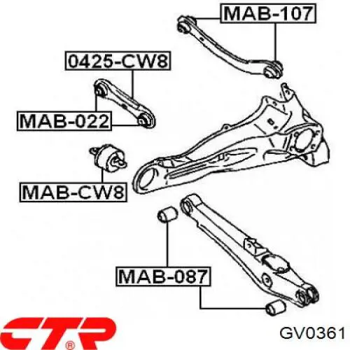 Сайлентблок тяги поперечної, задньої підвіски GV0361 CTR
