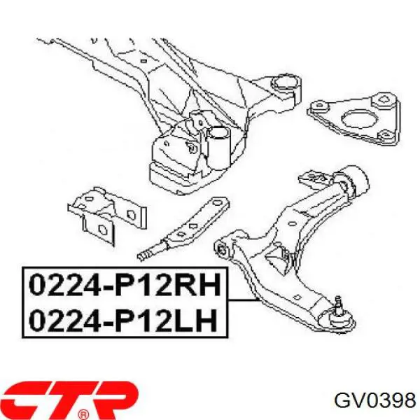 Сайлентблок переднего рычага GV0398 CTR