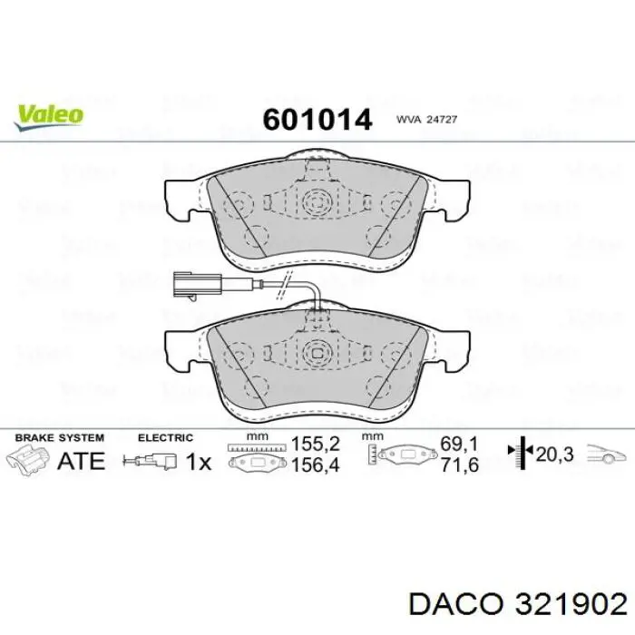 Передние тормозные колодки 321902 Daco