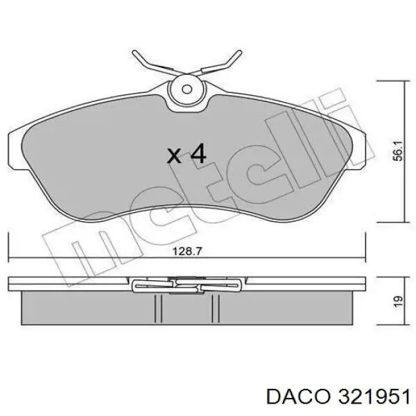 Передние тормозные колодки 321951 Daco