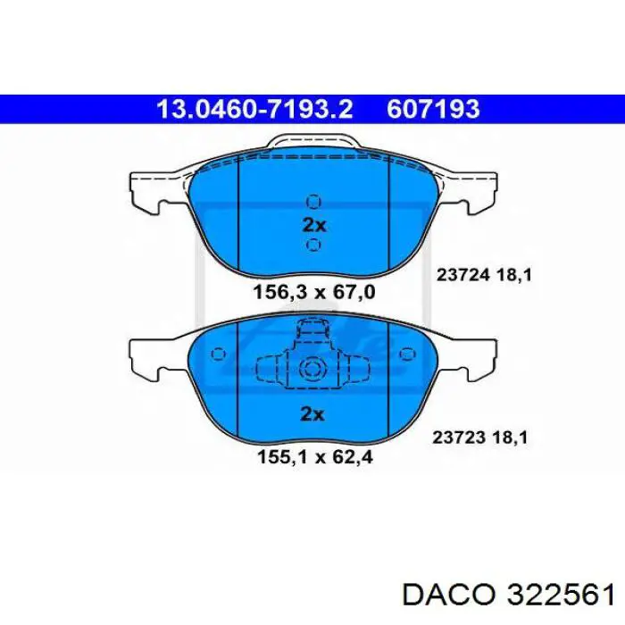 Передние тормозные колодки 322561 Daco