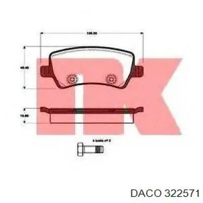 Колодки дисковые  Daco 322571 цена, от 20.69 USD