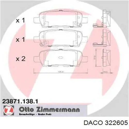 Колодки дисковые  Daco 322605 цена, от 18.43 USD