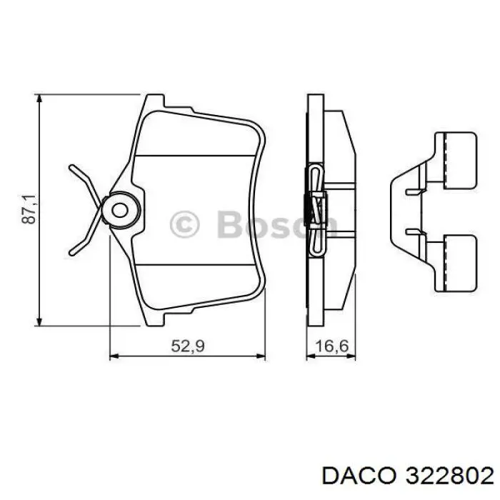 Колодки тормозные задние дисковые DACO 322802