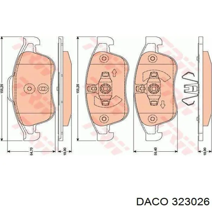 Передние тормозные колодки 323026 Daco