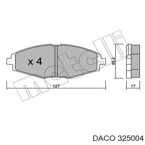 Передние тормозные колодки 325004 Daco