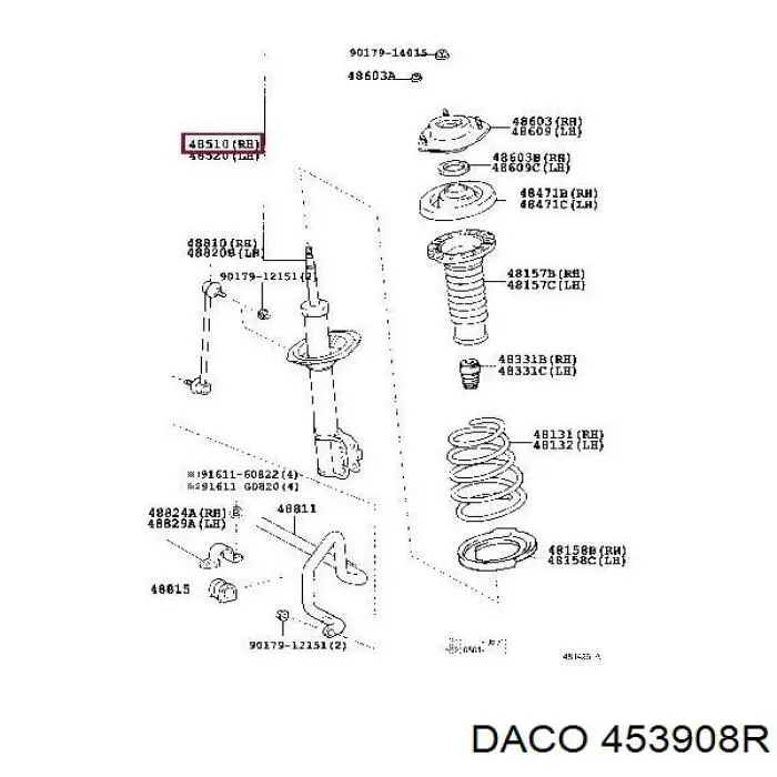 453908R Daco amortecedor dianteiro direito