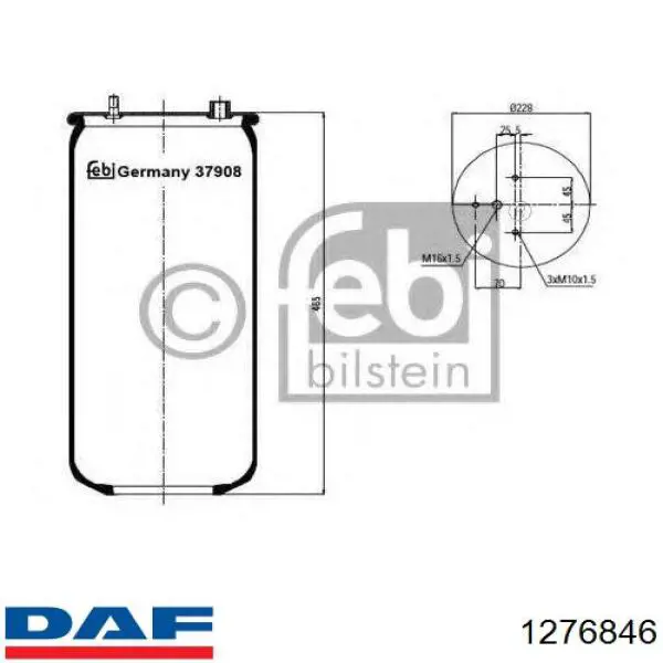 Рессора пневматической подвески DAF 1276846 цена, от 27.70 USD