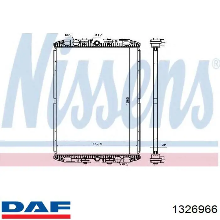 Радиатор охлаждения двигателя DAF 1326966 цена, от 322.59 USD