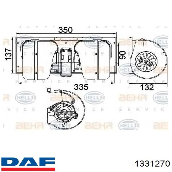 Мотор вентилятора печки (отопителя салона) DAF 1331270 цена, от 83.53 USD
