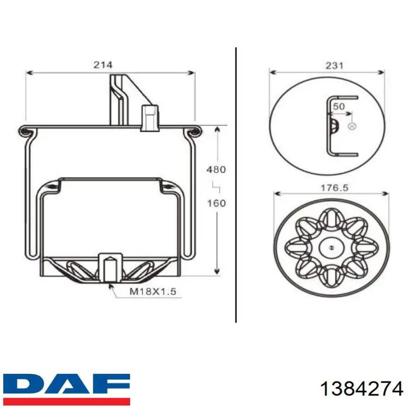 Пневмоподушка задняя DAF 1384274