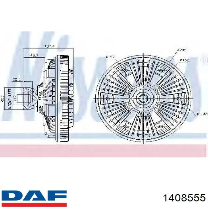 Вискомуфта вентилятора 1408555 DAF