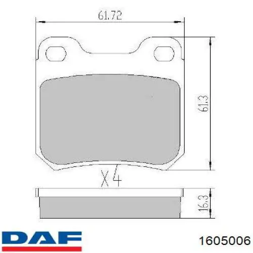 Задние тормозные колодки 1605006 DAF