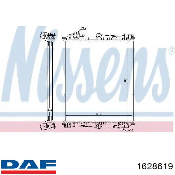 Радиатор охлаждения двигателя DAF 1628619 цена, от 403.09 USD